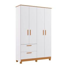 Guarda-Roupa Infantil Jujuba 4 PT 2 GV Branco e Nature