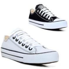 Kit de 2 Pares de Tênis Unissex Kalum Authentic Star, Preto, Branco co