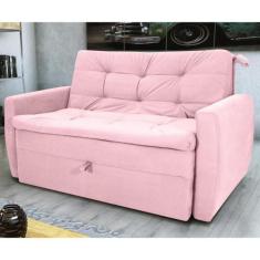 Sofá Cama para Sala de Estar Hiro Veludo Turkey Rosa - CasaH