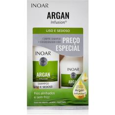 Kit Argan Liso E Sedoso Shampoo 500Ml Condicionador 250Ml