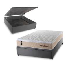 Conjunto Box Baú Alford Bege 138x188x73 c/ Molas Ensacadas - King Hous