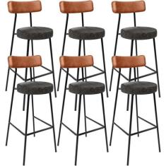 Kit 06 Banquetas Alta Cozinha Sala De Jantar Milão L02 material sintét