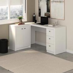 Escrivaninha Mesa Escritório em L com 3 Gavetas e 136cm Armários Me410