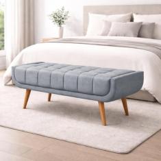 Recamier França 1,00M com Base Madeira Linho Sofatec, Azul