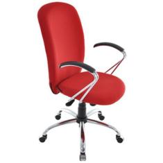 Cadeira Presidente Com Braços E Base Cromada  Linha Lombar Vermelho -
