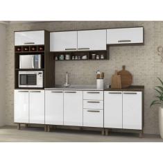 Cozinha Completa Modulada 5 Peças com Paneleiro Torre, Armários e Balcões Sara Luciane Móveis