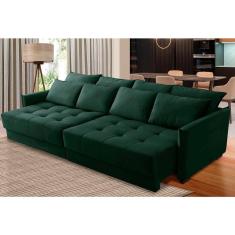 Sofá Retrátil e Reclinável 2,10m Mariah Veludo Verde Madelina Decor