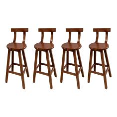 Kit 4 Banquetas Altas de Madeira com Encosto Girafa Imbuia