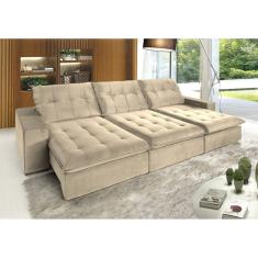 Sofá Retrátil e Reclinável 3 Lugares Petra Espresso Móveis Bege