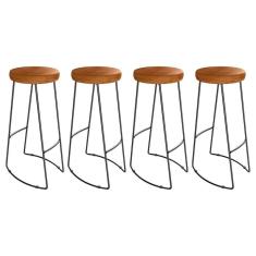 Kit 4 Banquetas Alta Astra Base Metálica - Pallazio