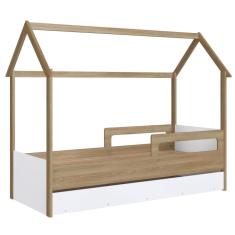 Cama Infantil Montessoriana com Cama Auxiliar Aveiro/Branco