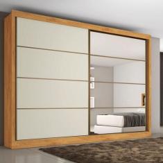 Guarda Roupa Casal com Espelho 2 Portas 6 Gavetas - Sevilha-Peroba/Off