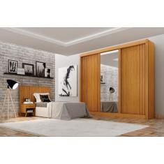 Guarda Roupa Casal com Espelho 3 Portas 4 Gavetas - Milano-Cinamomo - 