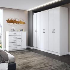 Guarda-Roupa Casal Aurora 6 Portas 2 Gavetas com Cômoda 1 Portas 5 Gav