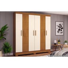 Guarda Roupa Casal 6 Portas e 2 Gavetas Briz B73 Nature/Off White - He