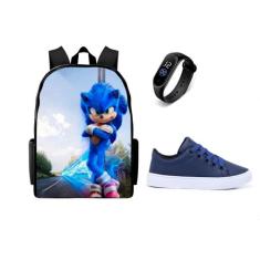 Bolsa Masculina Escolar lançamento Juvenil Com Tenis casual E Relogio 