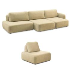 Conjunto Sala de Estar 1 Sofá Retrátil Modulado 282cm e 1 Poltrona San