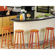Conjunto com 4 Banquetas Naipe 45 cm Altura em Madeira Mestra Móveis, 