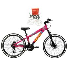 Bicicleta Aro 26 Vikingx Tuff Rosa/Azul 21v Alumínio Freio Hidráulico 