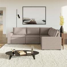 Sofá Modular de Canto 4 Módulos Zen Cabecasa Madeiramadeira Marrom