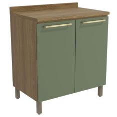 Armário de Cozinha Balcão 2 Portas 80cm com Tampo e Pés M623 Botanic K