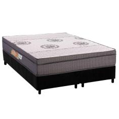 Cama Box Queen: Colchão Ortopédico Polar D28 Orthopremium Grey + Base Crc Suede Black (158x198)