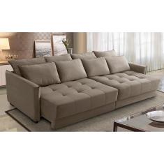 Sofá Sem Caixa Retrátil Reclinável 2,30m Carol Veludo Cappuccino Adonai Estofados