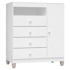Quarto de Bebê 3 Portas Ternura Baby com Berço Lara Branco Brilho com Colchão para Berço Americano - Incorplac