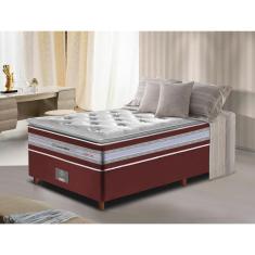 Conjunto Cama Box Solteiro De Molas Ensacadas D33 Com Pillow Top Cama Inbox Select 88x188x71 Vinho