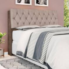 Cabeceira Box Queen Isis Chocolate Com Capitonê Bege