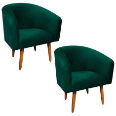 Kit 2 Poltronas Stella Veludo Verde Esmeralda Castanho