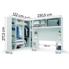Guarda Roupa Casal Modulado Genova Plus 6 Portas Bater e Correr 4 Gavetas Branco Batrol