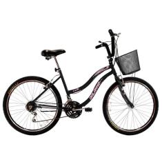 Bicicleta Feminina Aro 26 com 18 marchas Beach Preta