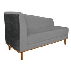 Recamier Monet Composê Corano Preto com Linho Base de Madeira - D'Ross