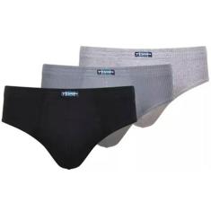 Kit Cuecas Torp Slip Algodão Lateral Canelada - 3 Un - R7006, P, Preto