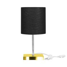 Abajur Eros Cilindrico Preto Base Dourada Quadrada - MARRYLUZ