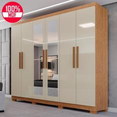 Guarda-Roupa de Casal 100% MDF 6 Portas 4 Gavetas Valencia Com Espelho - Tudo de Móveis