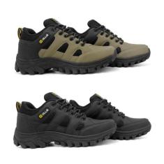 Kit 2 Tênis Trekking Ollie Broncos Adventure Trilhas, 37, Preto, Oliva