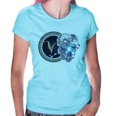 Baby Look Signo Áries Astrologia - Foca na Moda, Azul bebê, G