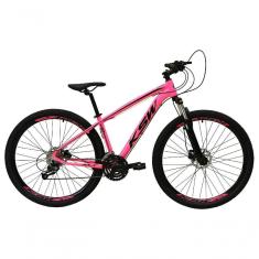 Bicicleta Aro 29 Ksw Xlt Alumínio 24v Câmbios Shimano Garfo Com Trava No Ombro - Rosa Tam.15