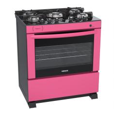 Fogao a Gas 5 Bocas Venax Delplus Vitreo BL Pink
