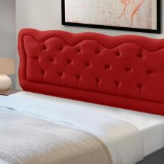 Cabeceira Cama Box King Size Estofada Madeira Sofia - D'Julia, Vermelh