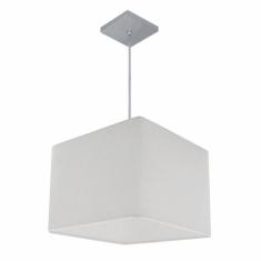 Lustre Pendente Quadrado Vivare Md-4059 Cúpula Em Tecido 21/35x35cm - Bivolt Branco 127/220v