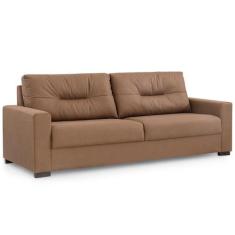 Sofá 3 Lugares Herval Marine Suede Marrom, 183 cm