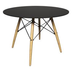 Mesa Sala de Jantar Gustave Redonda Tampo MDF Base Madeira Preto - Gran Belo