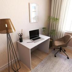 Escrivaninha Mesa Escritório 90cmx60cm 90cm Cinza Cristal - Bramov Móv