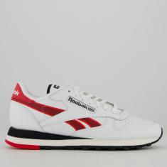 Tênis Reebok Classic Leather Branco e  Vermelho-Masculino