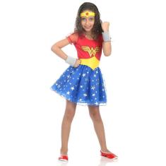 Fantasia Mulher Maravilha Infantil Princesa com Acessórios
