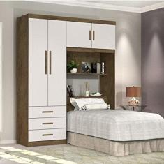 Guarda Roupa Solteiro com Cabeceira 4 Portas Cancun J&A Móveis Jequitiba/Off White