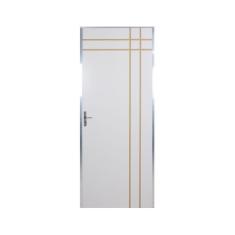 Kit Porta de Madeira Decorada 212x95cm com Batente de Aluminio 3,6cm Mantiqueira MGM Branco